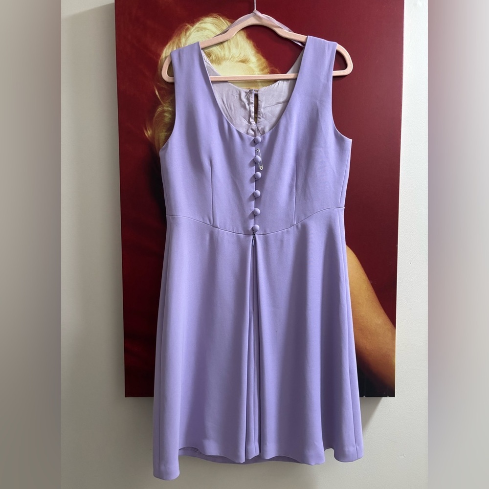 Vintage Liz Claiborne Lavender Sleeveless Sheath Dress *buttons need mending - Picture 2 of 4